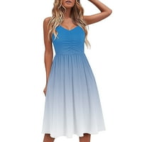 Haljina s V-izrezom za žene modne haljine ljetne tipice casual bez rukava mini haljina elastična haljina od elastične struke