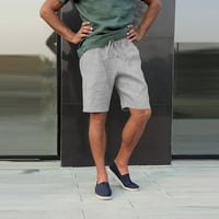 Posteljine pantalone muške casual čiste boje na otvorenom Pocket plaža Radni pantalona za teretna kratke hlače Poliester Siva