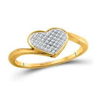 Čvrsti 10k žuti zlatni okrugli dijamantski dijamantski klaster angažman za ventilaciju venčana prstenal. - Veličina 8
