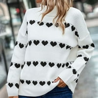 Posijego Ženski jesen zimski džemper slatki visoki vrat srca za srce dugi rukavi pleteni labavi pulover vrhovi