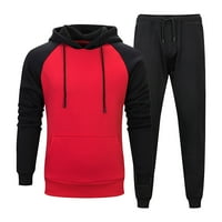 ECQKAME TrackSit set Muška odjeća za uklanjanje odjeće jesen i zima Nova casual labava boja koja odgovara muškim korednim košuljem sportske odjeće crveno m