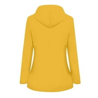 Vodootporne jakne za žene, plus veličine Žene Zip obloge sa kapuljačom sa džepovima Solid Boja WindBreaker Vjetrootporna odjeća kaput žuti xl