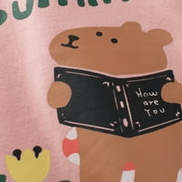 Glonme Toddler TEE dugi rukav T majica kraljevska majica Putovanje labavo pulover slatki crtani print ružičasti