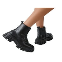 Lacyhop ženske cipele s visokim potpeticama debele jedine platforme borbene gležnjače crne bijele boje