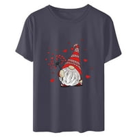 Zodggu povoljne majice za žene labave casual gnomes Ispis Valentines Day Love Heart Print Modne dame