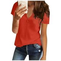 Ženska modna čvrsta boja V-izrez Casual majica kratkih rukava u neformalnim situacijama