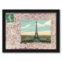 AmericanFlat Eiffel Tower razglednička žiga nadjela pronađenom slici Pritisnite Crni okvir Zidna umjetnost