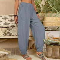 Dianli ženske hlače ravno modna ženska casual elastična sa džepom joggers plused comfy prevelike pune hlače visoke struke sive s