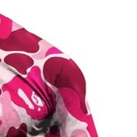 Miluxas dugih rukava za muškarce Cleariance Muška proljeća 3D Štampanje poslovno štampanje za slobodno vrijeme Dugi rukava s dugim rukavima Top bluza Pink 14
