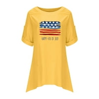 Žene Sjedinjene Američke Države Americana Patriotska zvjezdana majica Print Majica Crewneck kratki rukav