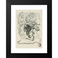 Henry Justice Ford Crni moderni uokvireni muzej umjetnički print pod nazivom - princ upoznaje čudan čovjek u šumi