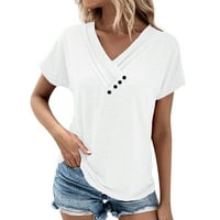 Bijeli dressivi ženski vrhovi plus veličina majica dolje majica crne ljetne žene V izrez Tee majica