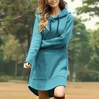 Žene haljine za čišćenje Žene Jesen Zima Hot Prodaja vrućeg stila Casual Solid Colork džep s kapuljačom