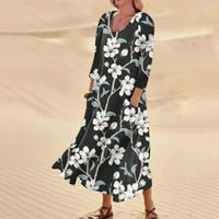 Strungten Summer Haljina za žene Ležerne prilike tiskane udobne modne otiske duljine Džepne haljine