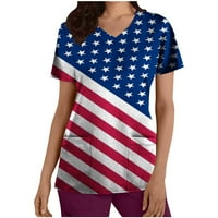 MidsumDr Ženski dan za neovisnost vrhovi američke zastave Širtne majice V-izrez Pocket majica kratkih