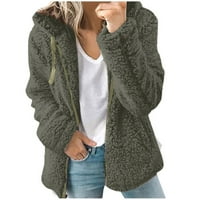 Blueeeeeec moda ženska topla Fau kaput jakna zimski patentni zatvarač s čvrstim dugim rukavima