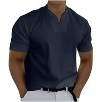 Viikei Muške majice ispod $ Clearance Majice kratkih rukava čvrsta sa džepovima Sportska V-izrez Fitness