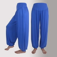 Sehao Womens Elastic Labavi Ležerne prilike pamučne Soft Joga Sportske plesne harem hlače, plavi XL