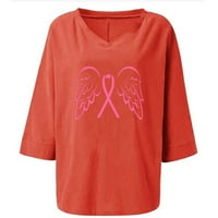 Jsaierl košulje od raka dojke Žene ružičaste vrpce Grafičke majice Teen Girls rukav vrhovi plus veličina Snažna svijest za dojku Shirts