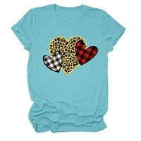 Vodoover za žene O-izrez Love Leopard tiskanje kratkih rukava majica