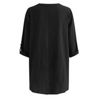 Majice za žene s dugim rukavima V izrezom cvjetni ispisani nepravilni hem top majica casual majice Tee