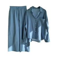 LisingTool pantalone za žene dame retro plus veličine pamuk i košulje odijelo visoki struk odijelo vrhunske