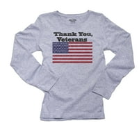 Hvala vam veterani američki zastava vojna trupa podržava žensku majicu dugih rukava