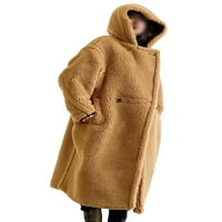 Glookwis dame jakna Obična odjeća Cardigan Overcoats Office Sherpa kaput Pocket Camel 3xl