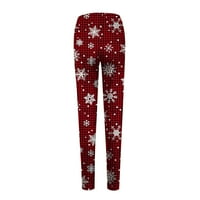 Žene Slatki uzorak Božićne gamaše elastične gamaše casual pantalone čizme Hlače crveno xxxl