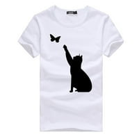 Dqueduo majice za žene mačke djevojke plus veličina tine majica majica kratkih rukava bluza na vrhu
