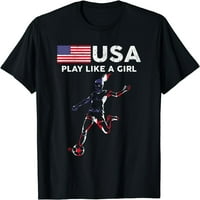 Igrajte kao djevojku Soccer Nogomet USA zastava Flag Majica Crna 2x-velika