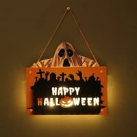 Drvena Halloween LED noćna lagana kuća Bumpkin Halloween Natplate, 7