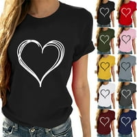 Dyegold ženska ljetna ljubav srca majica slatka noviteta grafički labavi kratkih rukava kratkih rukava