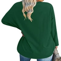 Voguele dame majica dugih rukava s dugim rukavima Majica Jesen TUNIC Bluza Basic Tops Green S