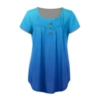 Apepal ženski Henley V izrez T majice kratki rukav Ležerne prilike sa labavim ljetnim vrhovima TEES Bluzene Tunike