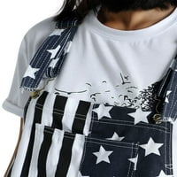 Bebiullo žene Muškarci Podesivi kaiševi Kombinezoni Američka zastava Traper kratke džepove Traper bib kratke hlače sa džepom