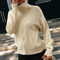 Smanjeni ženski džemper zatvarač za poklopce pune boje udobne udobne dužine dugih rukava dugih rukava