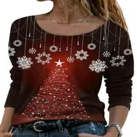 Casual crewneck vrhovi za žene božićne cvjetne pulovere s dugim rukavima jesen tine majice bluza