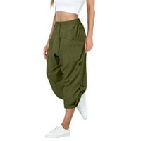 Ženska posteljina Capris visoki struk ljetne casual kapri hlače za žene labave fit čvrste salone sa džepovima
