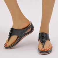 Kaicj ženske sandale sandale za žene ravne sandale Ljetni gležanj kaznene sandale sandale na plaži plaža flip flops, crna