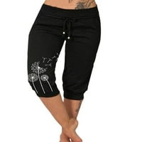 Luxplum ženske pantalone na srednjim ustajanjem kapri hlače, dužina koljena, elastični struk joggers pant crni xl