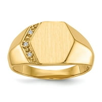 14K žuto zlato 11,5x otvorena boja Dijamantni muški gravični monogram Signet prsten veličine