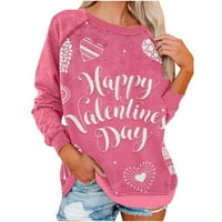 Košulja za žene zaljubljene ljubavne srčane grafičke grafike dugih rukava majice casual crewneck raglans