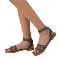 Pafei Tyugd Ženske otvorene nožne prste dva traka za gležnjeve ravne sandale Ljetne casual bagesne sandale