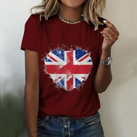Ljetne žene majice vrši britanske okrugli vrat kratkih rukava s kratkim rukavima na vrhu slobodnog staza