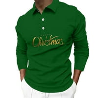 Polo majice za muškarce Božićni tisak zimski casual gumbi isključuju bluzu ovratnika dugih rukava na