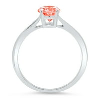 1ct ovalni rez crveni simulirani dijamant 18k bijelo zlato ugraviranje Izjava bridalne godišnjice Angažovanje vjenčanog pasijansa Veličina prstena 3,5