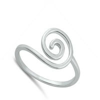 Jednostavan tanki spiralni vrtložni prsten. Sterling Silver Band nakit ženski muški unise veličine 7