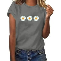 Ženska tiskana majica s kratkim rukavima s kratkim rukavima kauzalni ljetni vrhovi bluza Daisy Grey XL