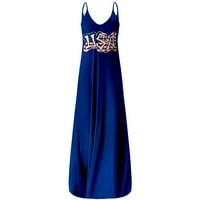 Oavqhlg3b Ženske haljine Žene Ljeto Ležerne prilike 4. jula Outfits American Flage Casual Maxi haljina